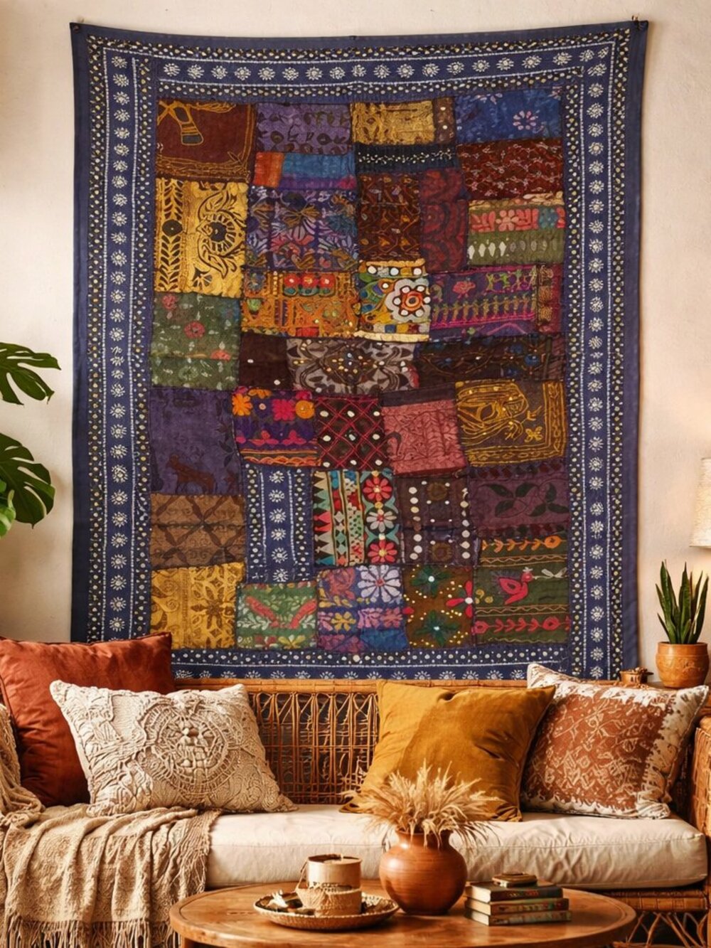 SALE! NWT Large Upcycled Patchwork Wall Hanging